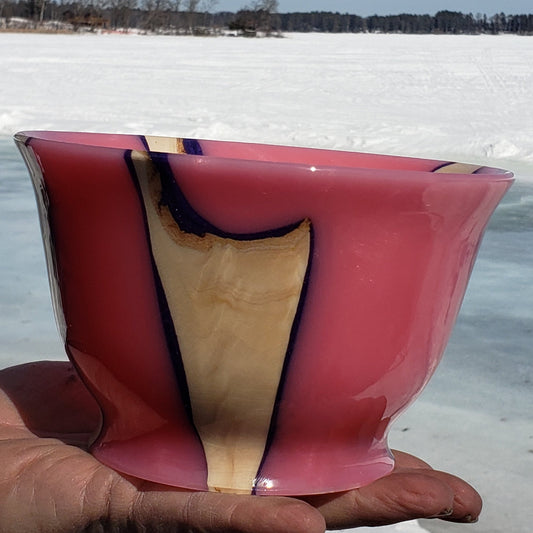 Pink Resin and Wood Bowl | Handmade