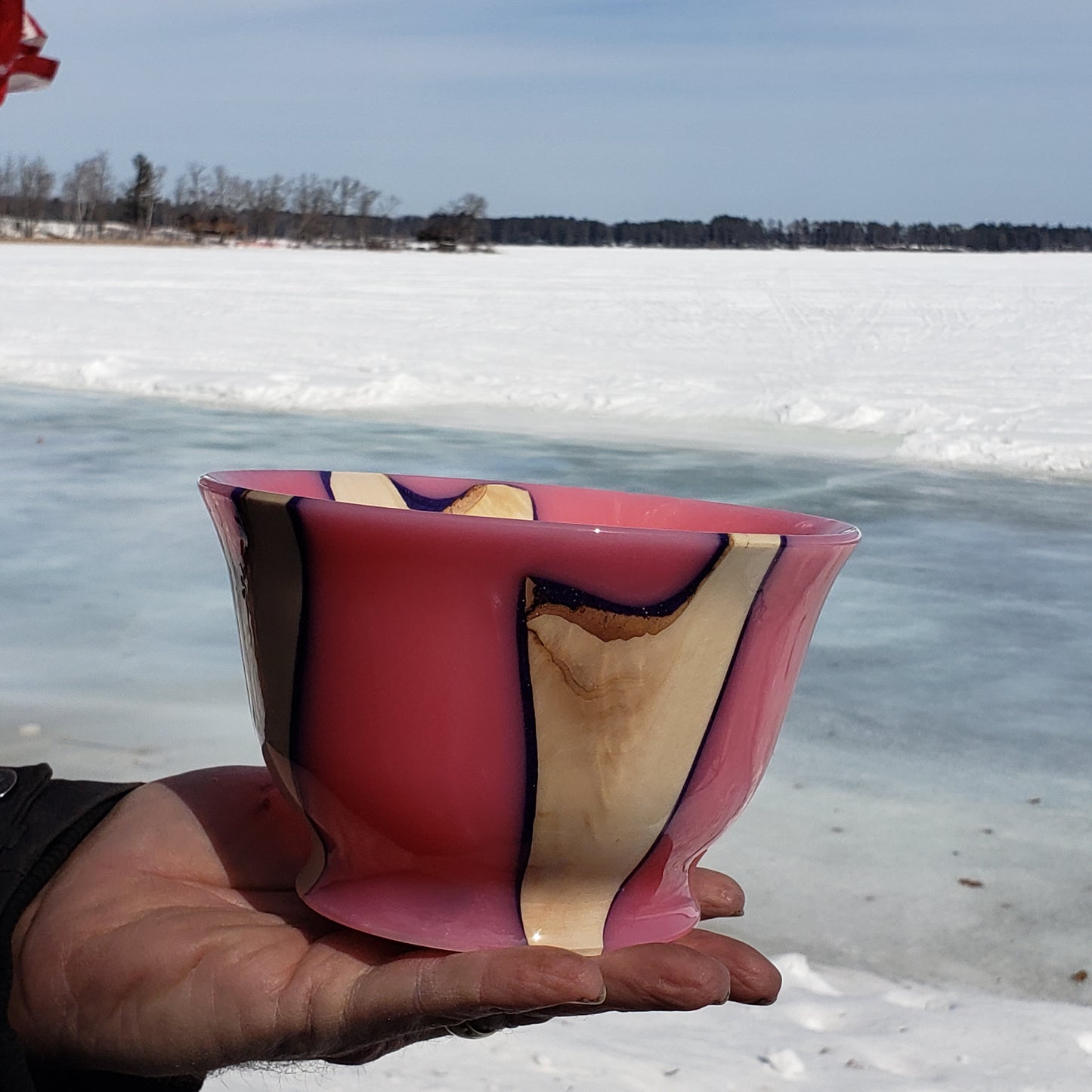 Pink Resin and Wood Bowl | Handmade