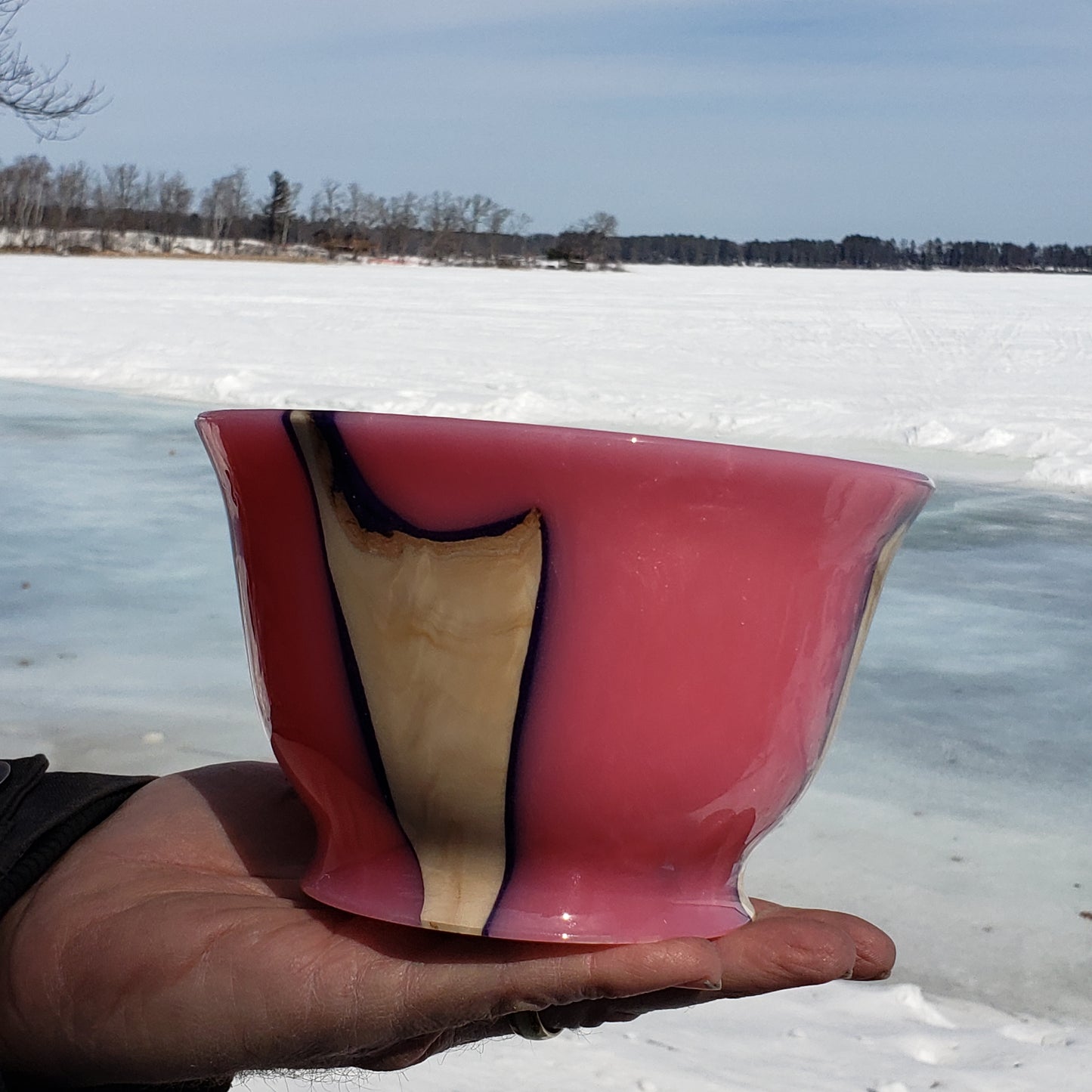 Pink Resin and Wood Bowl | Handmade