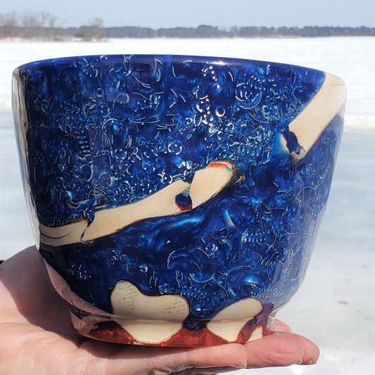 Blue Resin and Silver Chip Bowl | Handmade