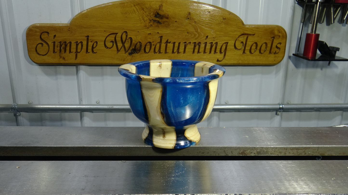 Pearlescent  Blue and Wood Candy Dish