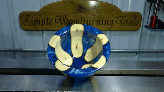 Pearlescent  Blue and Wood Candy Dish