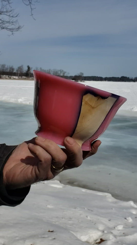 Pink Resin and Wood Bowl | Handmade